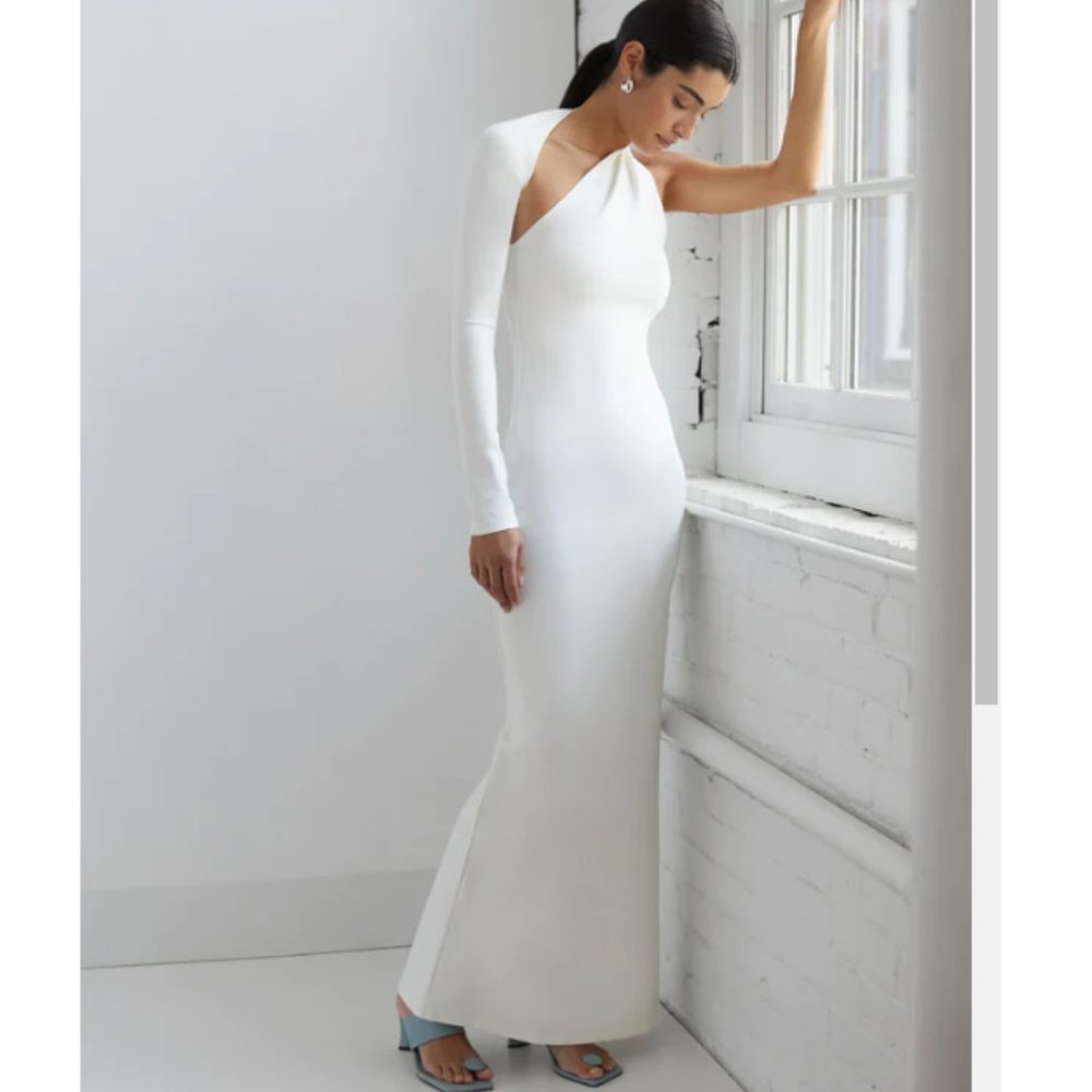 Marcella NYC "Manhattan One Shoulder Gown" - Off White